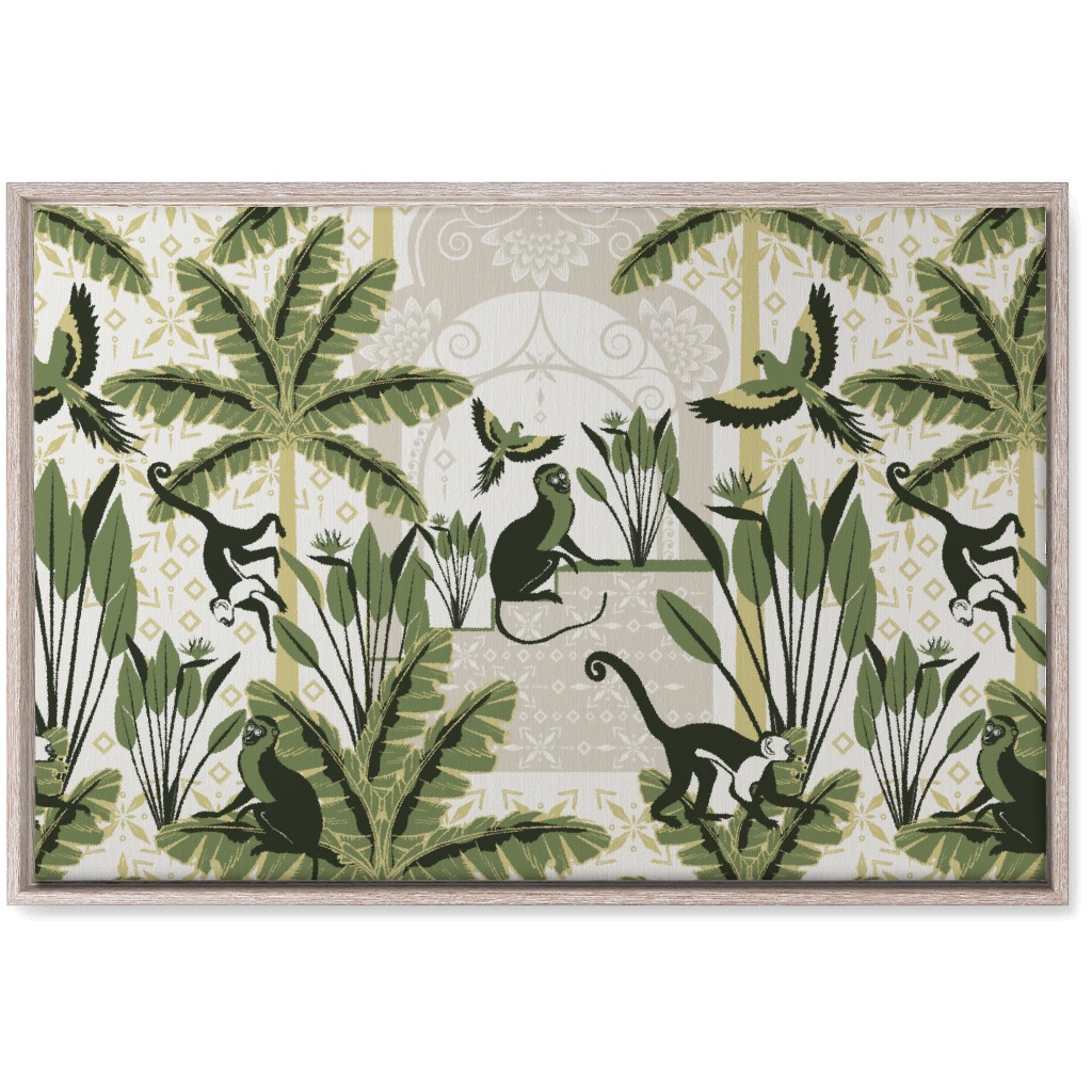 Exotic Tropical Garden Wall Art, Rustic, Single piece, Canvas, 20x30, Green