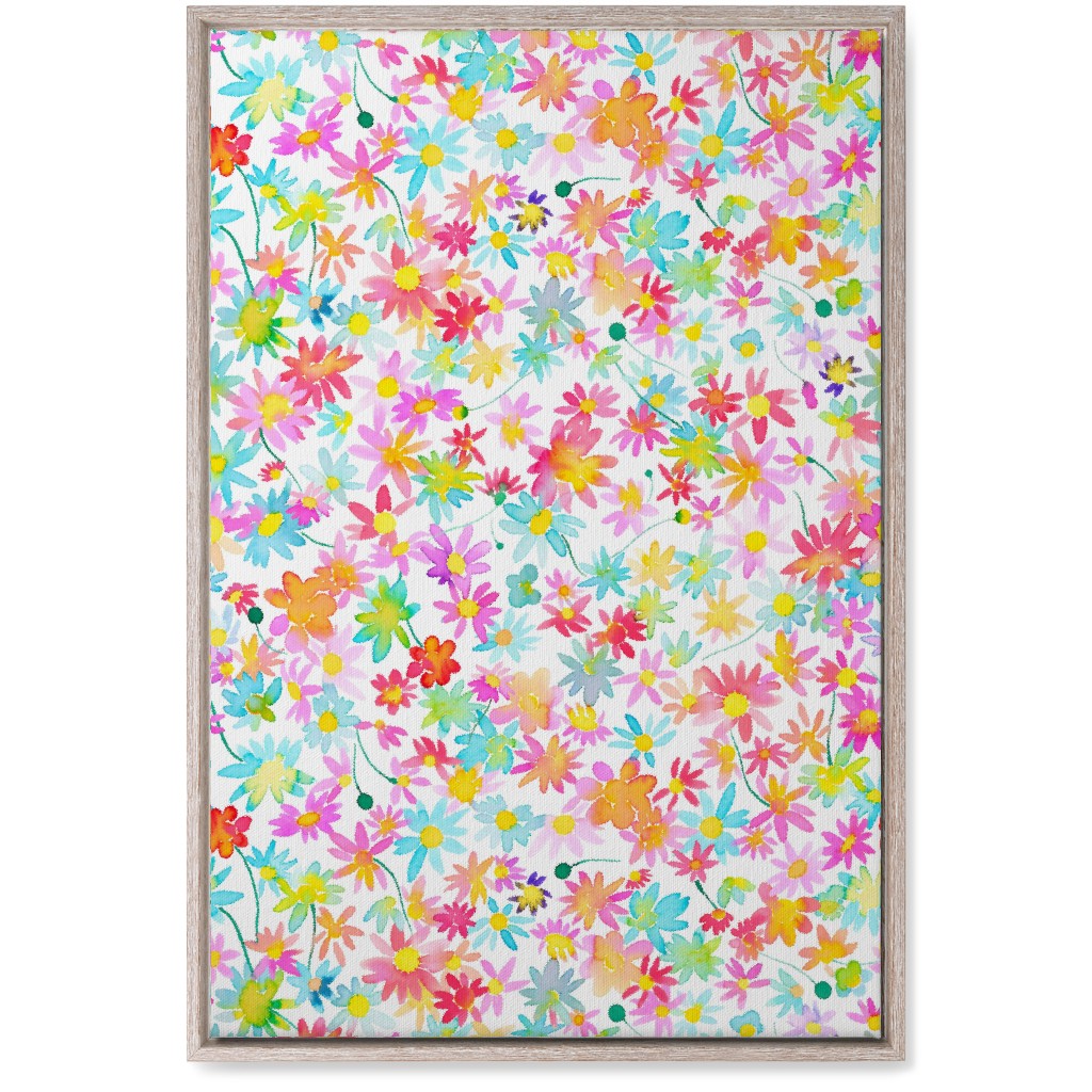 Spring Watercolor Daisies - Multi Wall Art, Rustic, Single piece, Canvas, 20x30, Multicolor