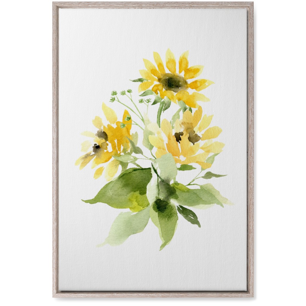 Bunch of Sunflowers Watercolor - Yellow Wall Art, Rustic, Single piece, Canvas, 20x30, Yellow