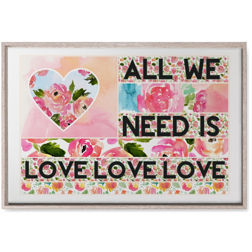 All We Need Is Love - Pink Wall Art, Rustic, Single piece, Canvas, 20x30, Pink, Bright Pink