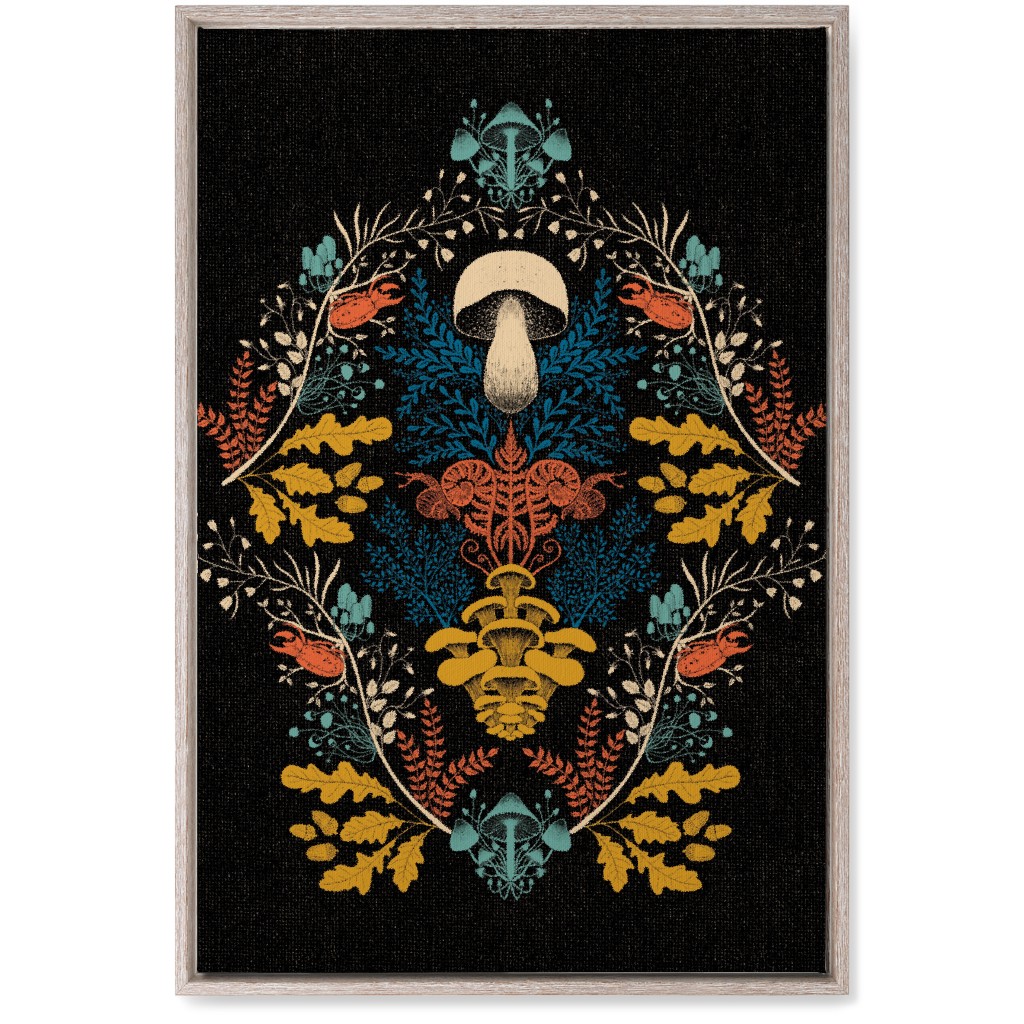 Mushroom Forest Wall Art, Rustic, Single piece, Canvas, 20x30, Multicolor