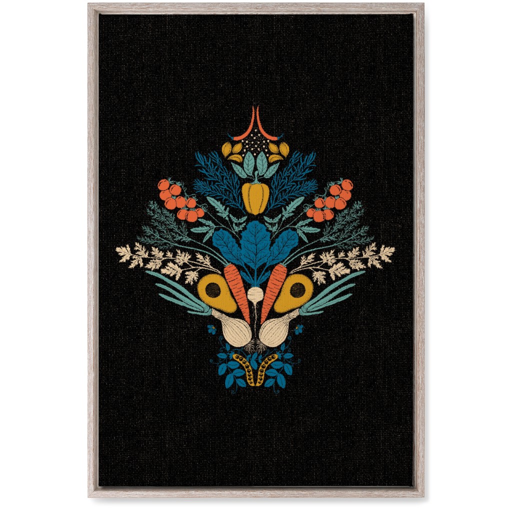 Vegatables Wall Art, Rustic, Single piece, Canvas, 20x30, Multicolor, Coal