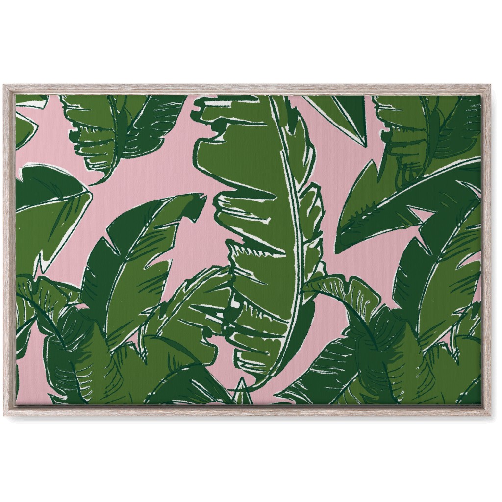 Leaves Baninque in Pink Conch Wall Art, Rustic, Single piece, Canvas, 20x30, Green, Classic Green