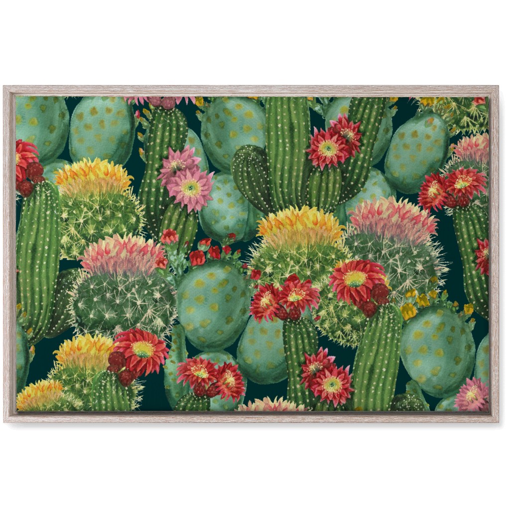 Tropical Cactus Flowers Wall Art, Rustic, Single piece, Canvas, 20x30, Multicolor