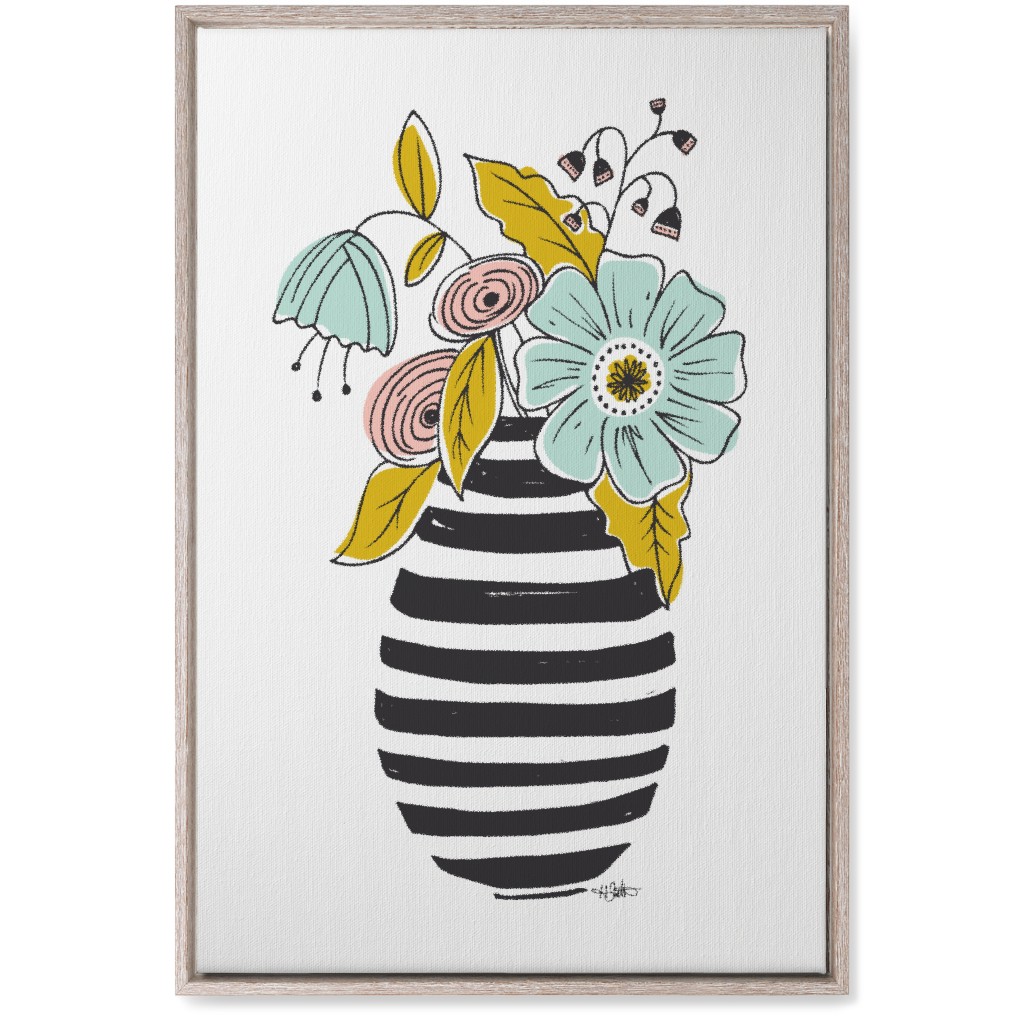 Summer Floral Vase Wall Art, Rustic, Single piece, Canvas, 20x30, Multicolor