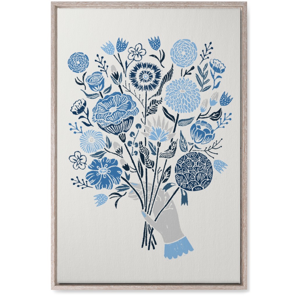 Bouquet in Hand - Blue Wall Art, Rustic, Single piece, Canvas, 20x30, Blue