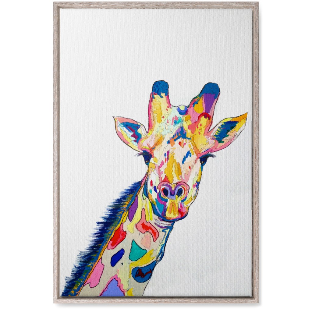 the Painted Giraffe - Multi on White Wall Art, Rustic, Single piece, Canvas, 20x30, Multicolor