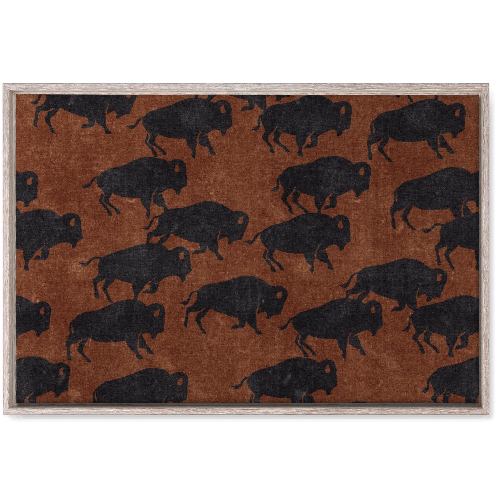 Bison Stampede - Inkwell on Brandywine Wall Art, Rustic, Single piece, Canvas, 20x30, Brown, Brown