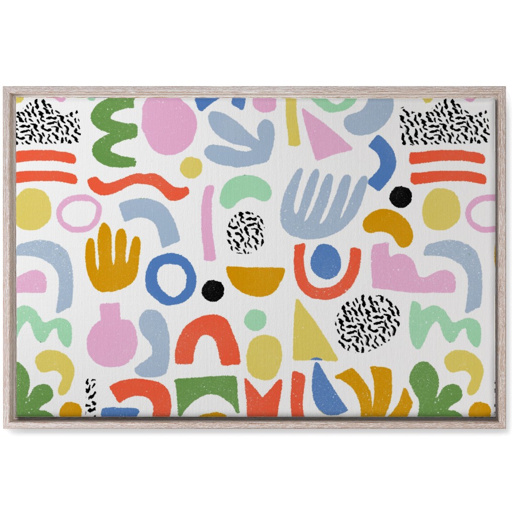 Happy Blocks Wall Art, Rustic, Single piece, Canvas, 20x30, Multicolor, White