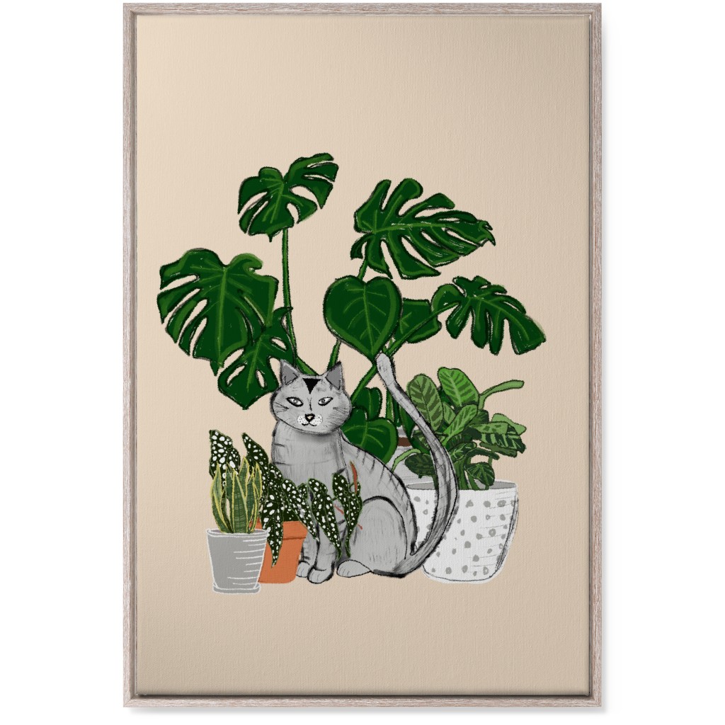 Indoor Garden Cat Wall Art, Rustic, Single piece, Canvas, 24x36, Multicolor
