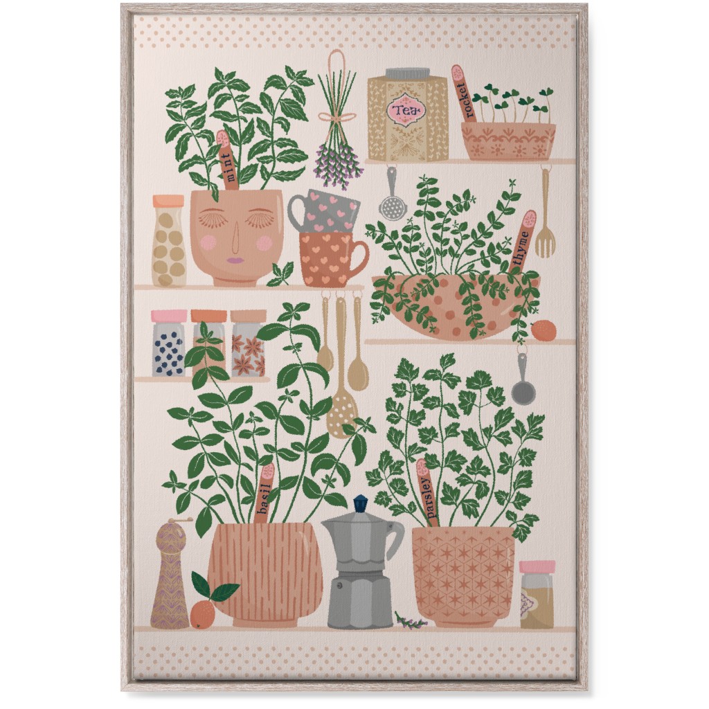 Little Herb Garden in the Kitchen Wall Art, Rustic, Single piece, Canvas, 24x36, Multicolor