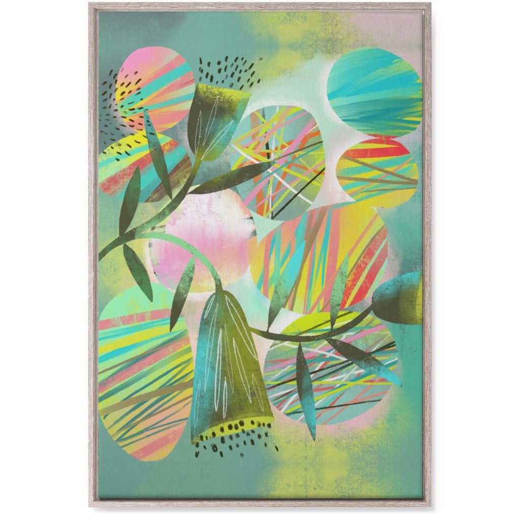 Botanical Abstract Playground - Multi Wall Art, Rustic, Single piece, Canvas, 24x36, Green