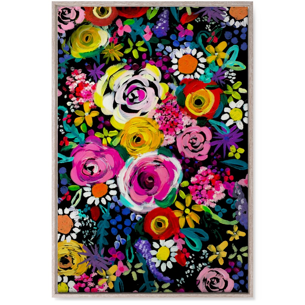 Les Fleurs Floral Painting Wall Art, Rustic, Single piece, Canvas, 24x36, Multicolor