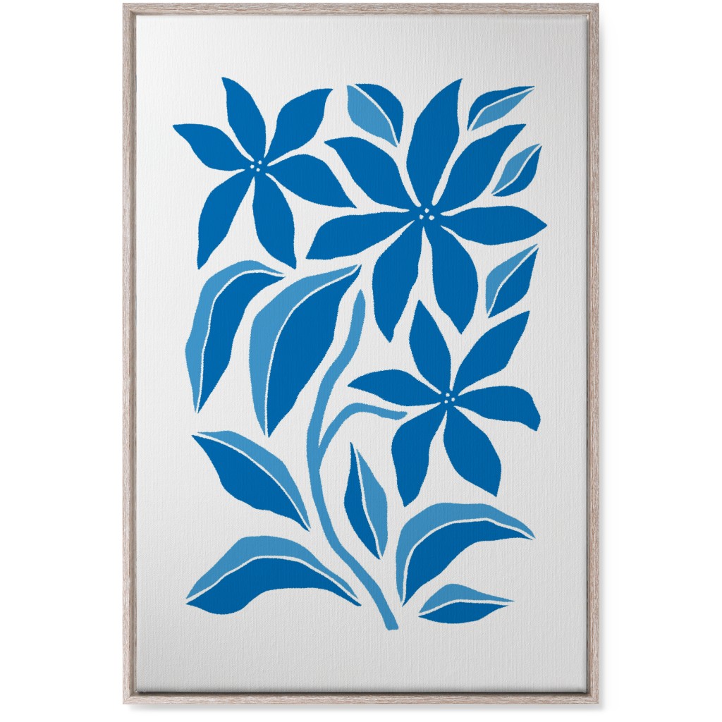 Minimalist Block Botanical Floral - Blue Wall Art, Rustic, Single piece, Canvas, 24x36, Blue