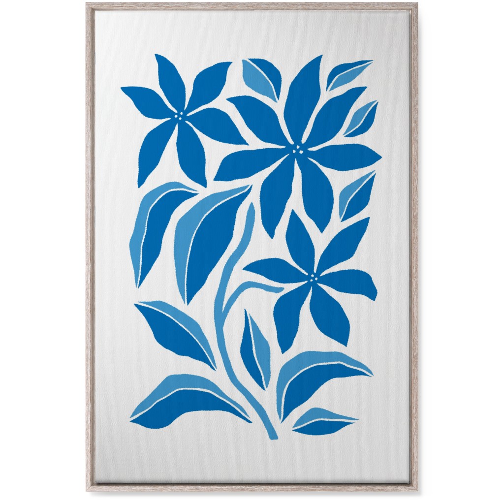 Minimalist Block Botanical Floral - Blue Wall Art, Rustic, Single piece, Canvas, 24x36, Blue, True Blue