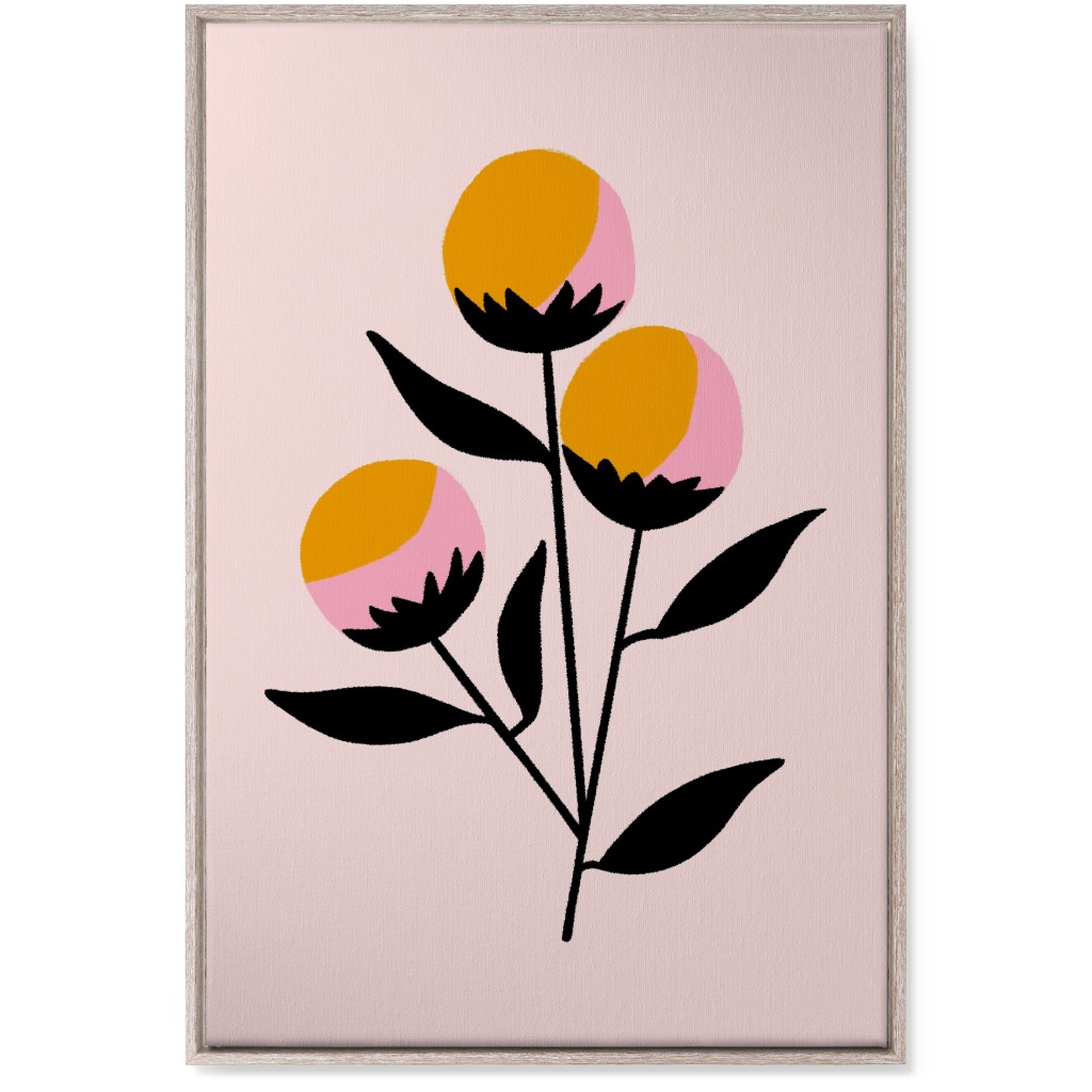 Cotton Candy Flowers - Pink and Orange Wall Art, Rustic, Single piece, Canvas, 24x36, Multicolor