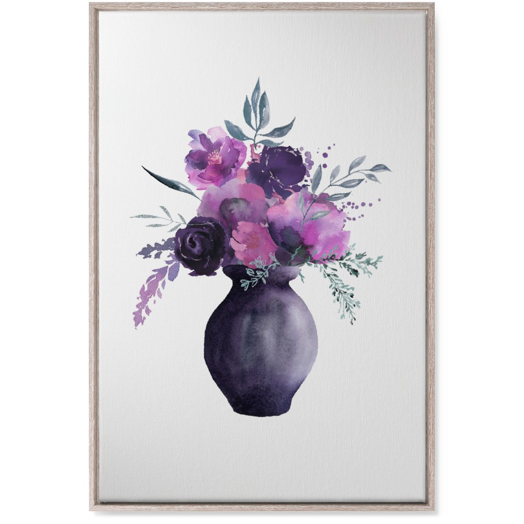 Flowers in a Vase Wall Art, Rustic, Single piece, Canvas, 24x36, Purple
