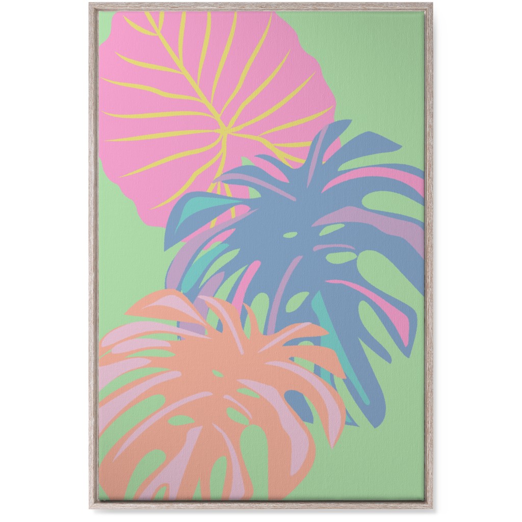 Bold Tropical Leaves - Multi Wall Art, Rustic, Single piece, Canvas, 24x36, Multicolor
