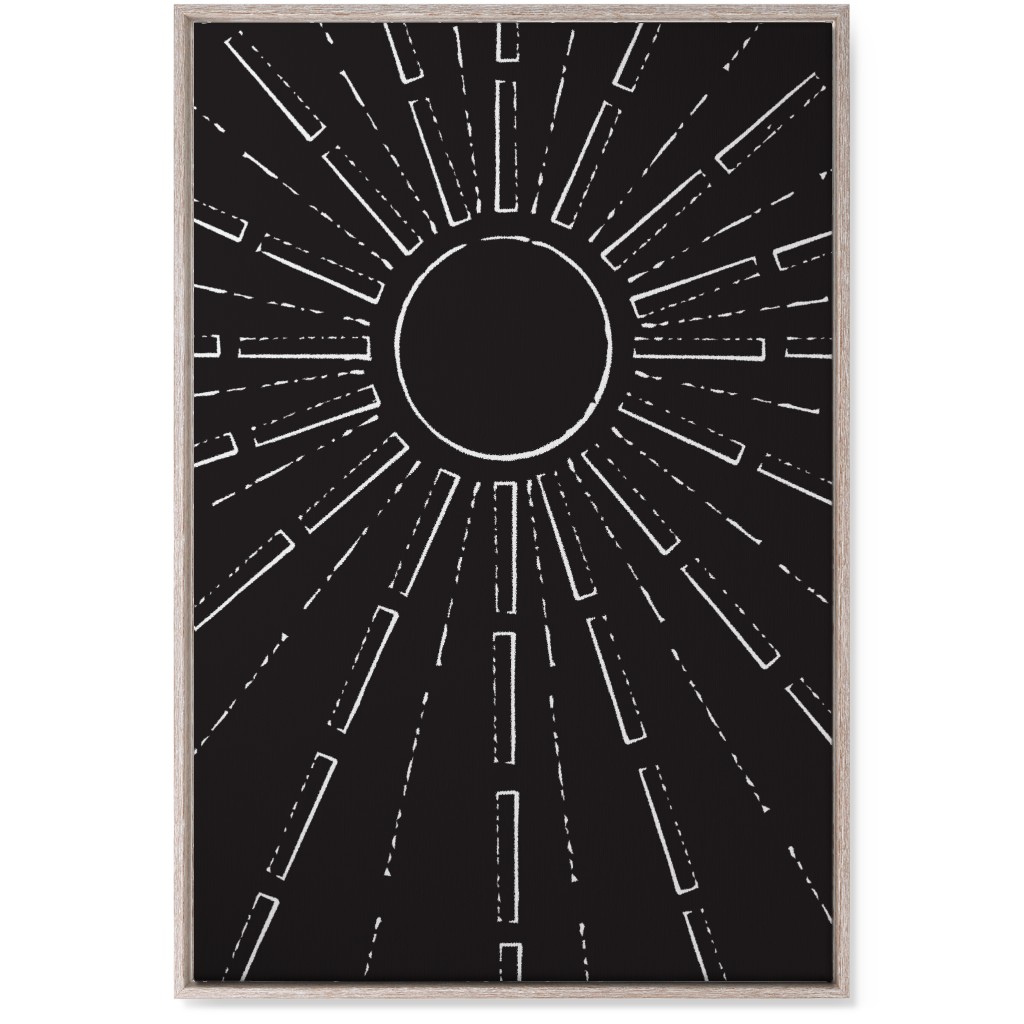 Midcentury Burst Wall Art, Rustic, Single piece, Canvas, 24x36, Black