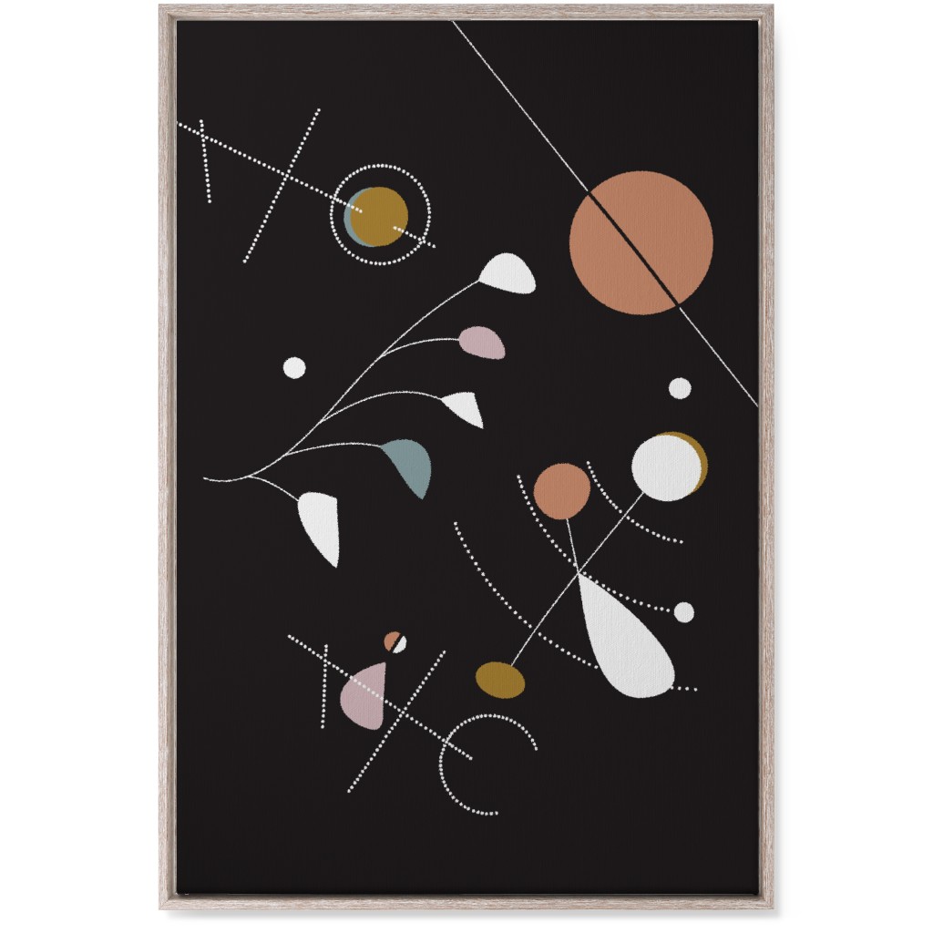 Mod Abstract Costmic Shapes - Multi on Black Wall Art, Rustic, Single piece, Canvas, 24x36, Multicolor