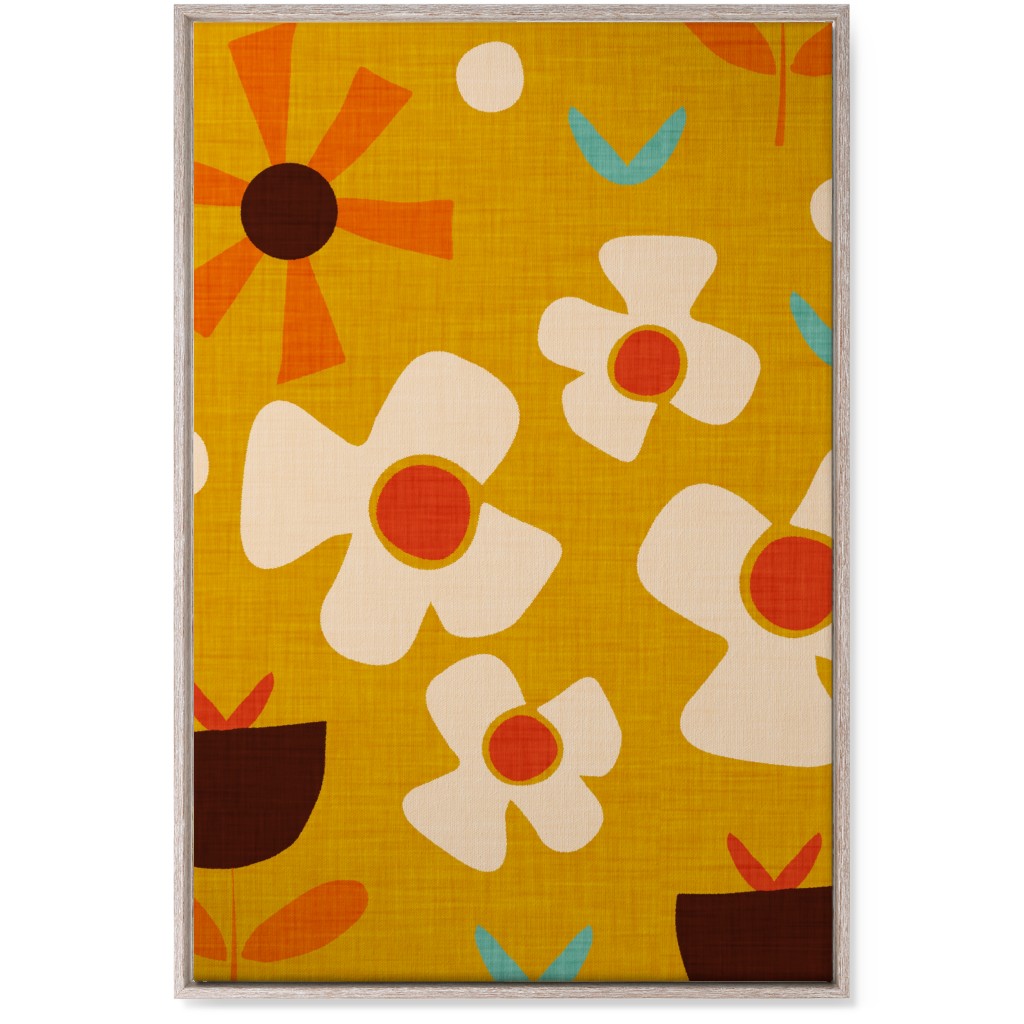 Groovy Flowers Wall Art, Rustic, Single piece, Canvas, 24x36, Multicolor, Amber