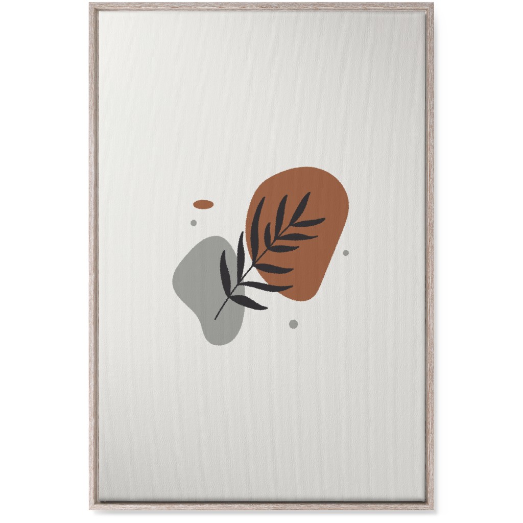 Shapes and Fern Leaf Wall Art, Rustic, Single piece, Canvas, 24x36, Brown, Silver Lining