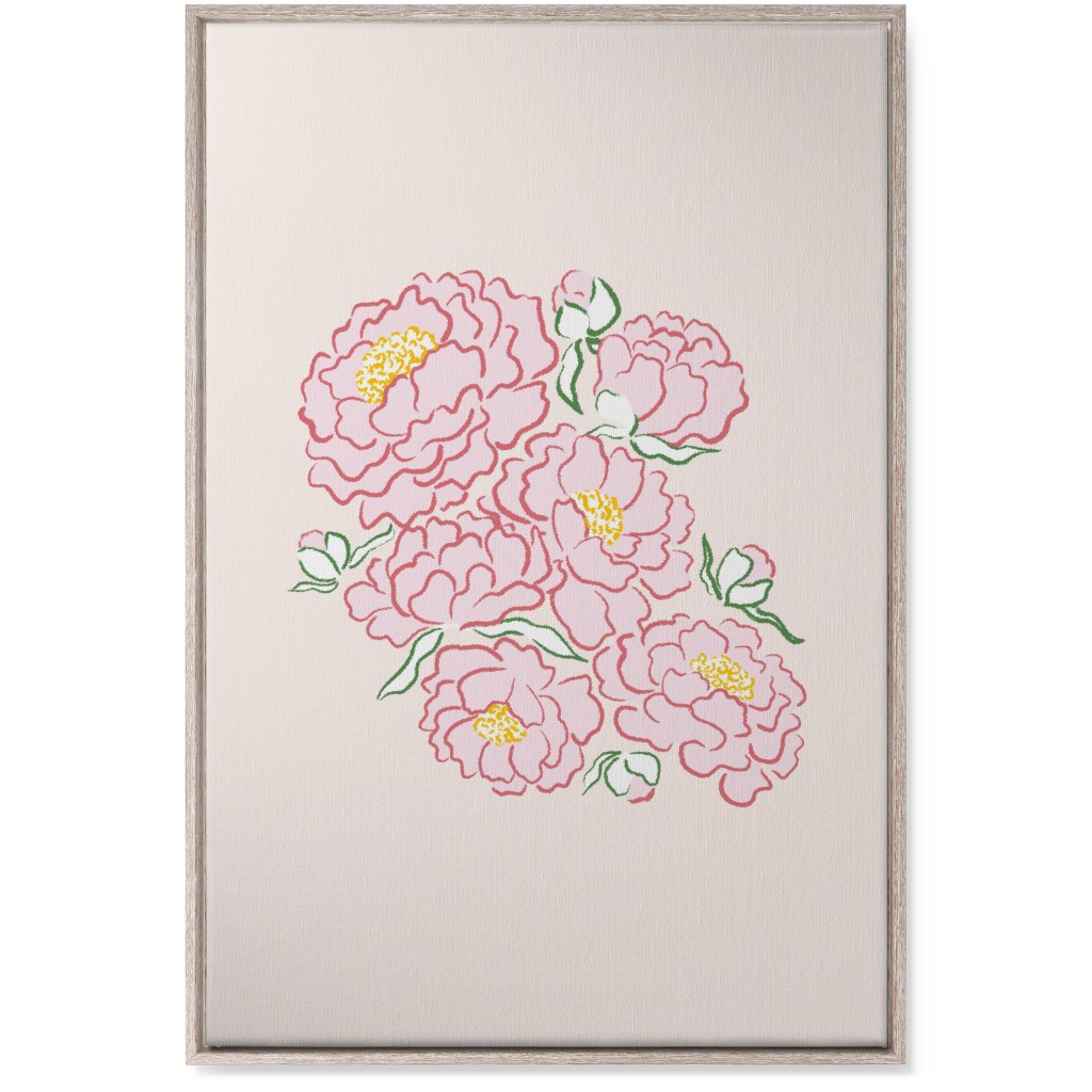 Peonies Wall Art, Rustic, Single piece, Canvas, 24x36, Pink