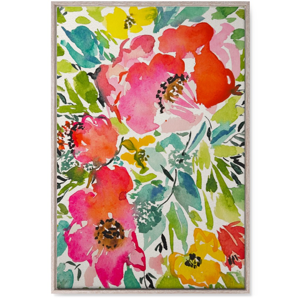Bright Summer Florals - Multi Wall Art, Rustic, Single piece, Canvas, 24x36, Multicolor