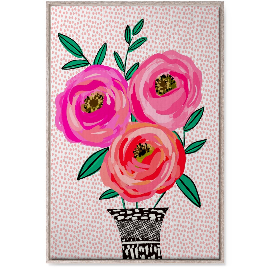 Happy Day Florals - Pink Wall Art, Rustic, Single piece, Canvas, 24x36, Pink, Bright Pink