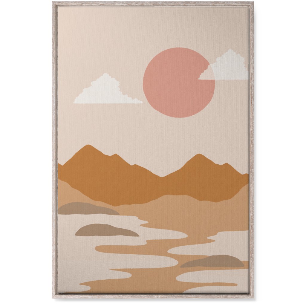 Abstract Mountain Landscape - Neutral Wall Art, Rustic, Single piece, Canvas, 24x36, Orange