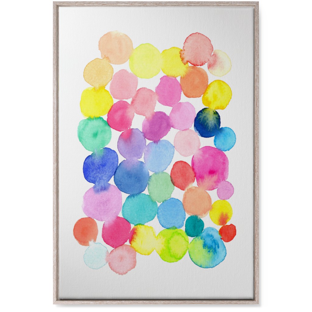 Watercolor Circles Wall Art, Rustic, Single piece, Canvas, 24x36, Multicolor, Bright Pink
