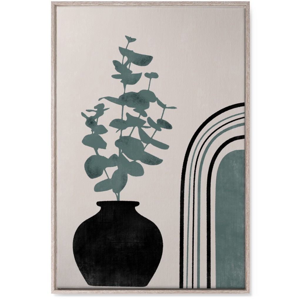 Modern Eucalytus Vase - Green and Ivory Wall Art, Rustic, Single piece, Canvas, 24x36, Green, Classic Green