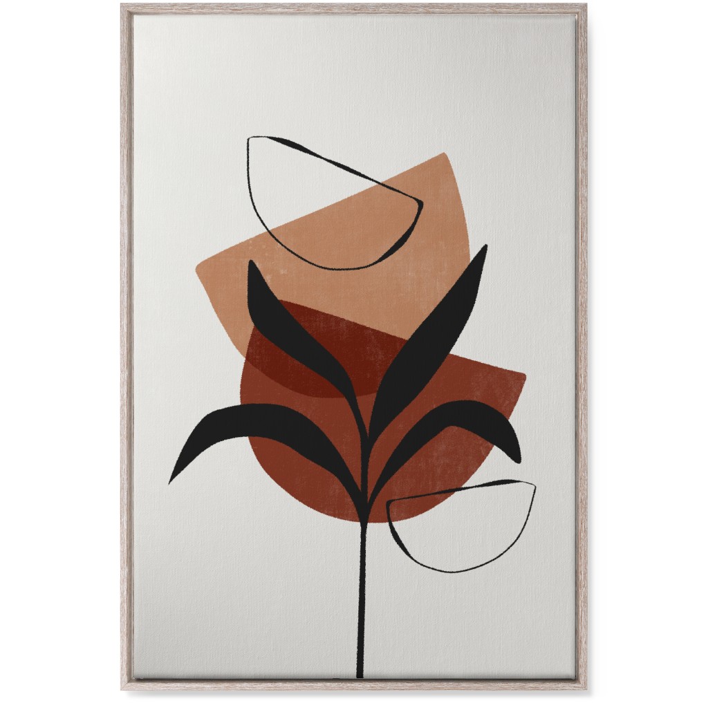Abstract Leaf Silhouette - Terracotta and Ivory Wall Art, Rustic, Single piece, Canvas, 24x36, Brown, Brown