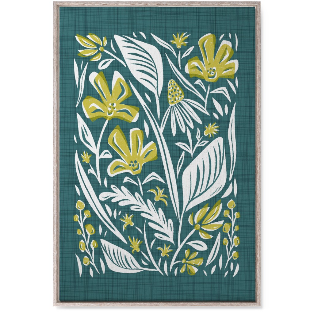 Botanique - Teal and Citron Wall Art, Rustic, Single piece, Canvas, 24x36, Green, Classic Green