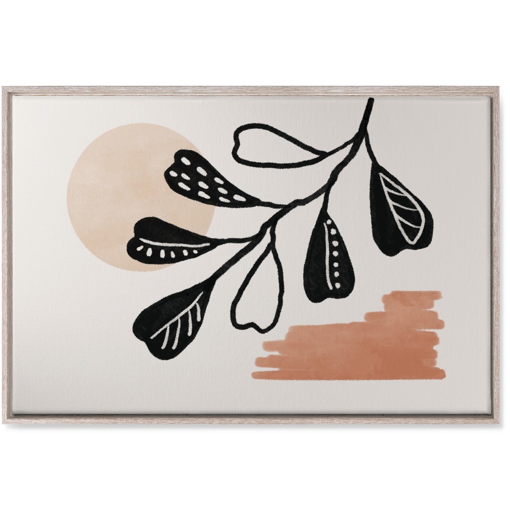 Moonlight and Leaves Wall Art, Rustic, Single piece, Canvas, 24x36, Beige