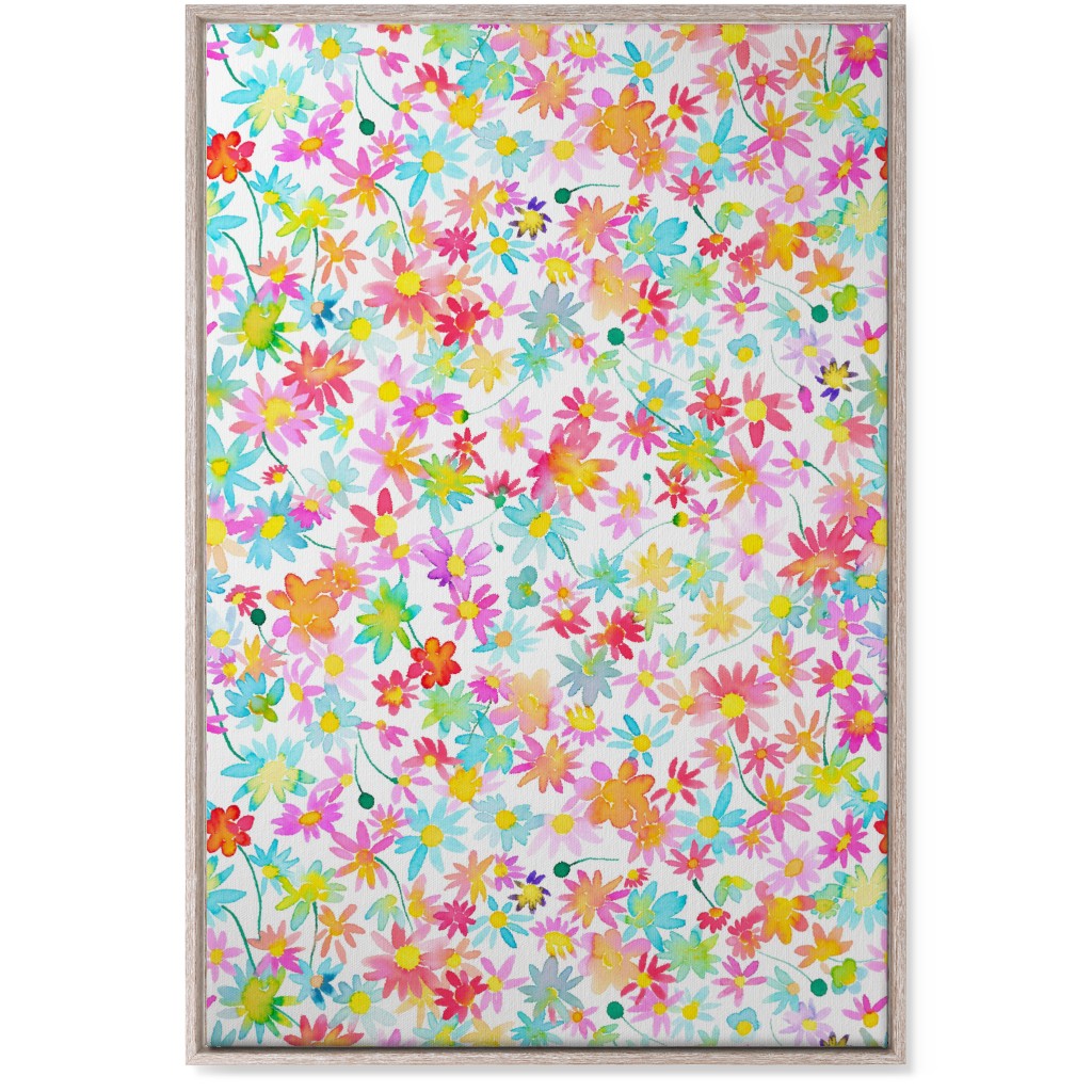 Spring Watercolor Daisies - Multi Wall Art, Rustic, Single piece, Canvas, 24x36, Multicolor