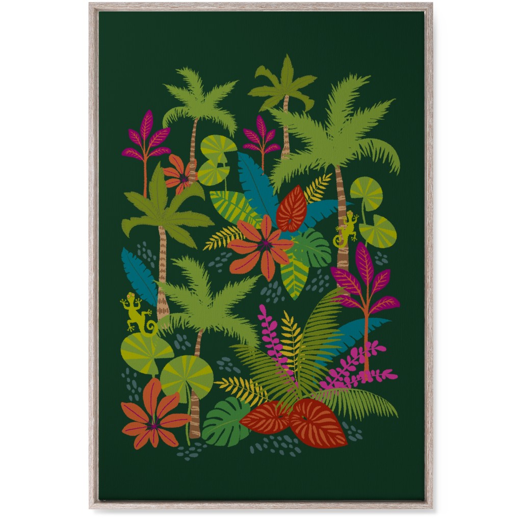 Night in the Tropics - Green Wall Art, Rustic, Single piece, Canvas, 24x36, Green