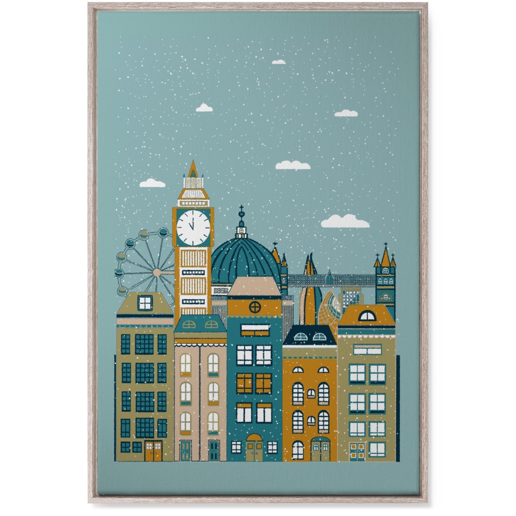 Pretty London Skyline Wall Art, Rustic, Single piece, Canvas, 24x36, Green