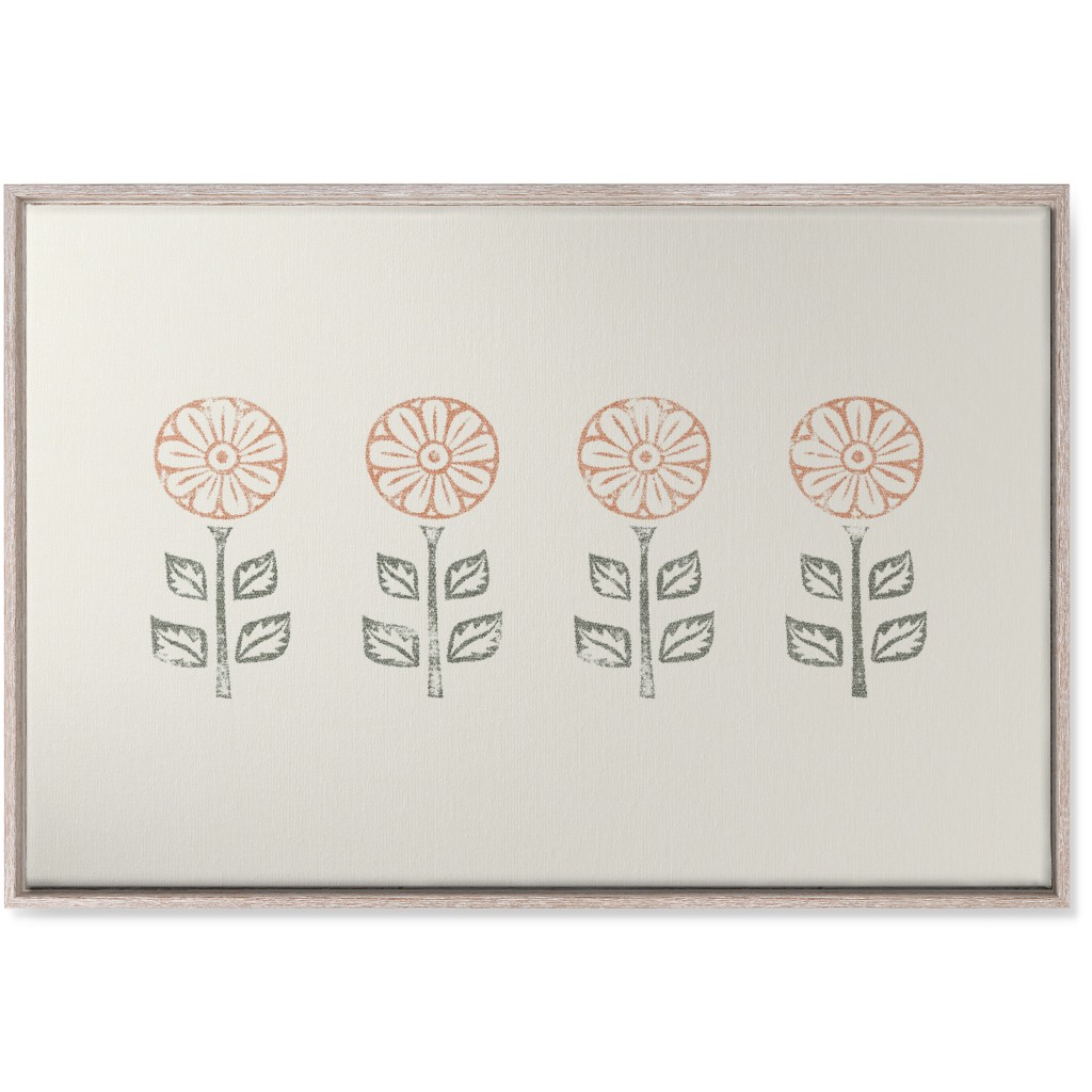 Floral Block Print Ii Wall Art, Rustic, Single piece, Canvas, 24x36, Pink