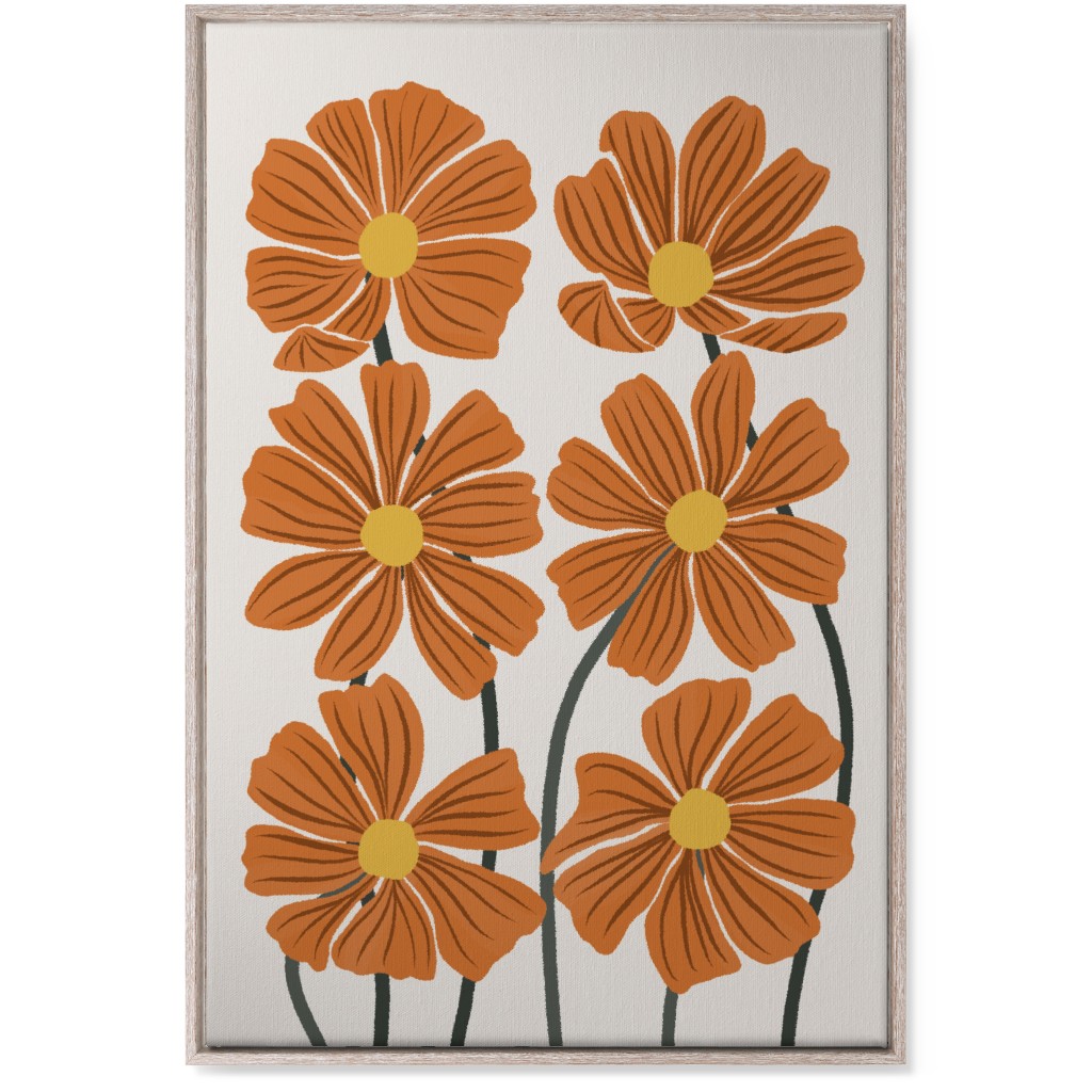 Botanical Cosmos Flowers Wall Art, Rustic, Single piece, Canvas, 24x36, Orange, Nutmeg