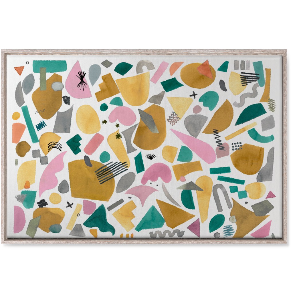 Abstract Geo Pieces - Pink Wall Art, Rustic, Single piece, Canvas, 24x36, Multicolor