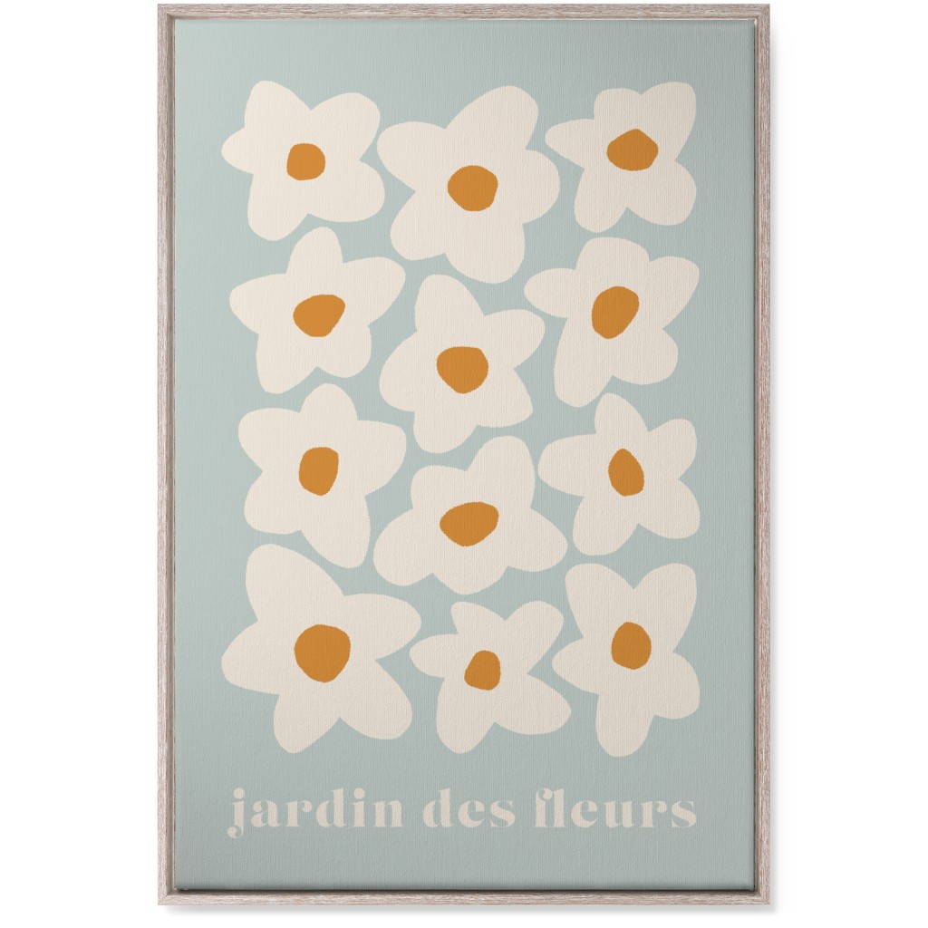 Botanical Graphic Retro Flower Garden Wall Art, Rustic, Single piece, Canvas, 24x36, Blue, Heaven