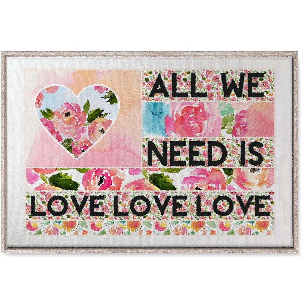 All We Need Is Love - Pink Wall Art, Rustic, Single piece, Canvas, 24x36, Pink, Bright Pink