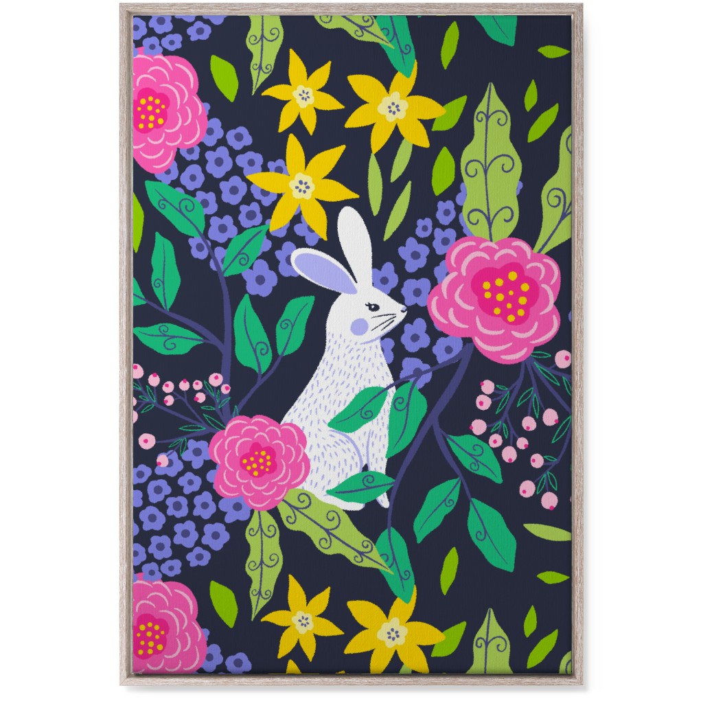 Botanical Bunny - Multi Wall Art, Rustic, Single piece, Canvas, 24x36, Multicolor