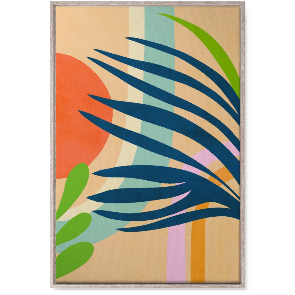 Palm, Sun and Rainbow Tropical Botanicals - Multi Wall Art, Rustic, Single piece, Canvas, 24x36, Multicolor