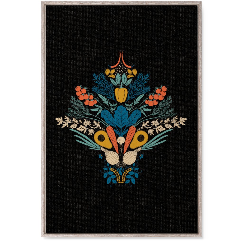 Vegatables Wall Art, Rustic, Single piece, Canvas, 24x36, Multicolor, Coal