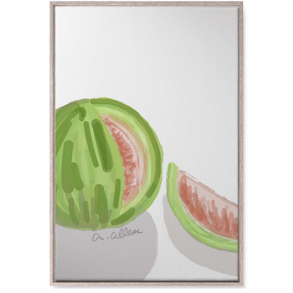 Watermelon - Green and Pink Wall Art, Rustic, Single piece, Canvas, 24x36, Multicolor