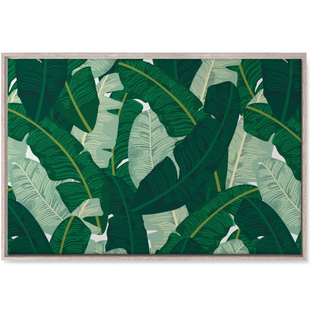 Classic Banana Leaves - Palm Springs Green Wall Art, Rustic, Single piece, Canvas, 24x36, Green