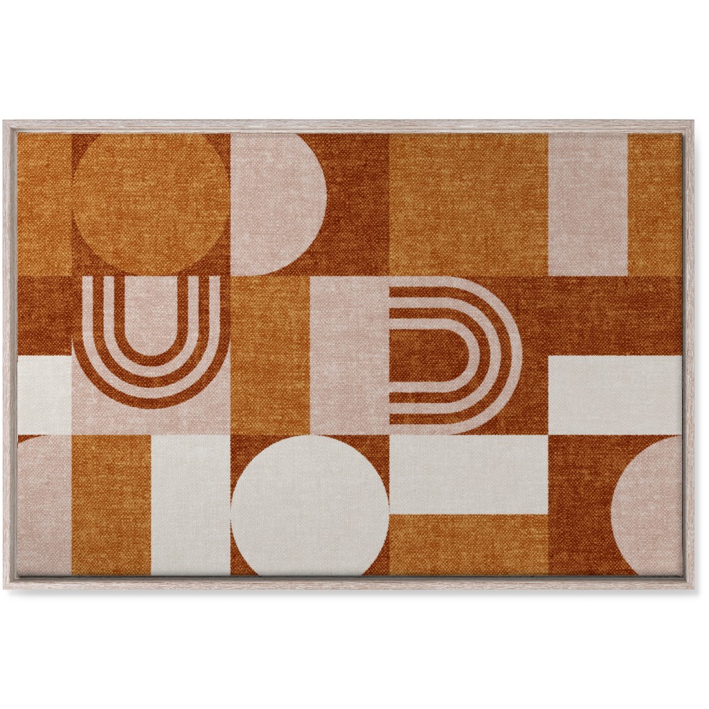 Aria Geometric Patchwork - Orange Wall Art, Rustic, Single piece, Canvas, 24x36, Orange, Orange