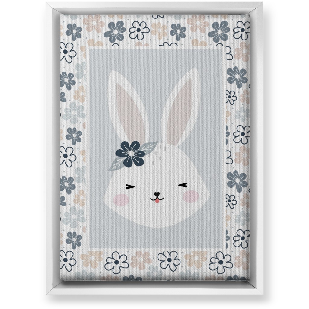Spring Baby Girl Bunny - Neutral Soft Palette Wall Art, White, Single piece, Canvas, 10x14, Blue